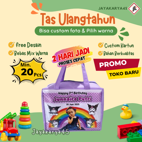 Tas Ultah Resleting / Tas Ulang Tahun / Tas Ultah Custom / Goodie Bag Ultah / Tas Ultah Murah