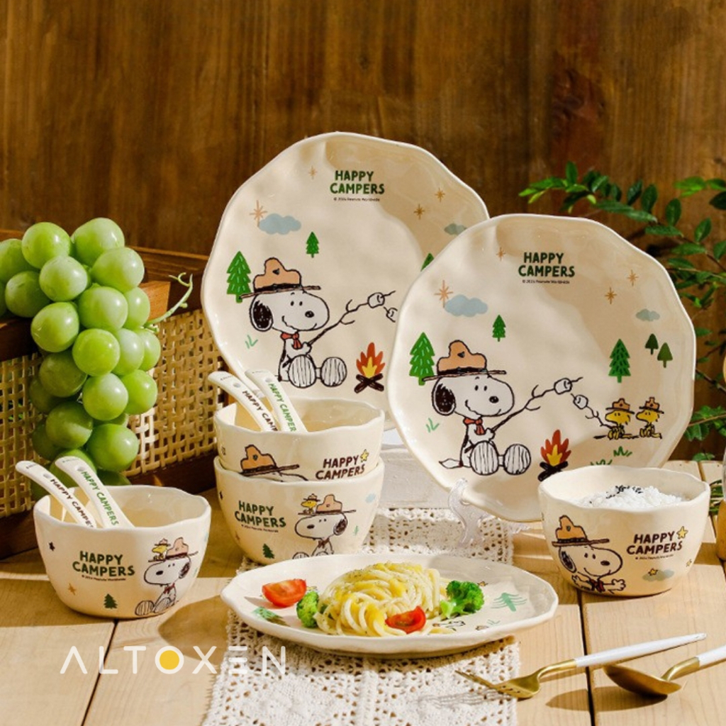 Snoopy Cute Ceramic Tableware Ceramic Dinner Plate Bowl Spoon Holiday Gift Hampers