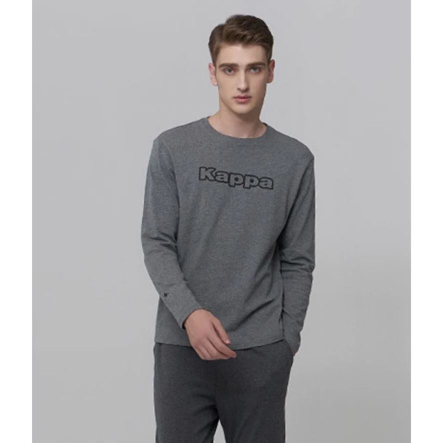 Kaos Lengan Panjang Pria Kappa Long Sleeve Dark Grey Tshirt Original