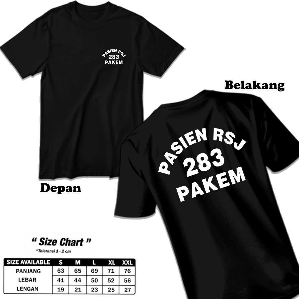 Kaos Dewasa Pasien RSJ 283 Pakem DB Bahan Katun nyaman dan adem