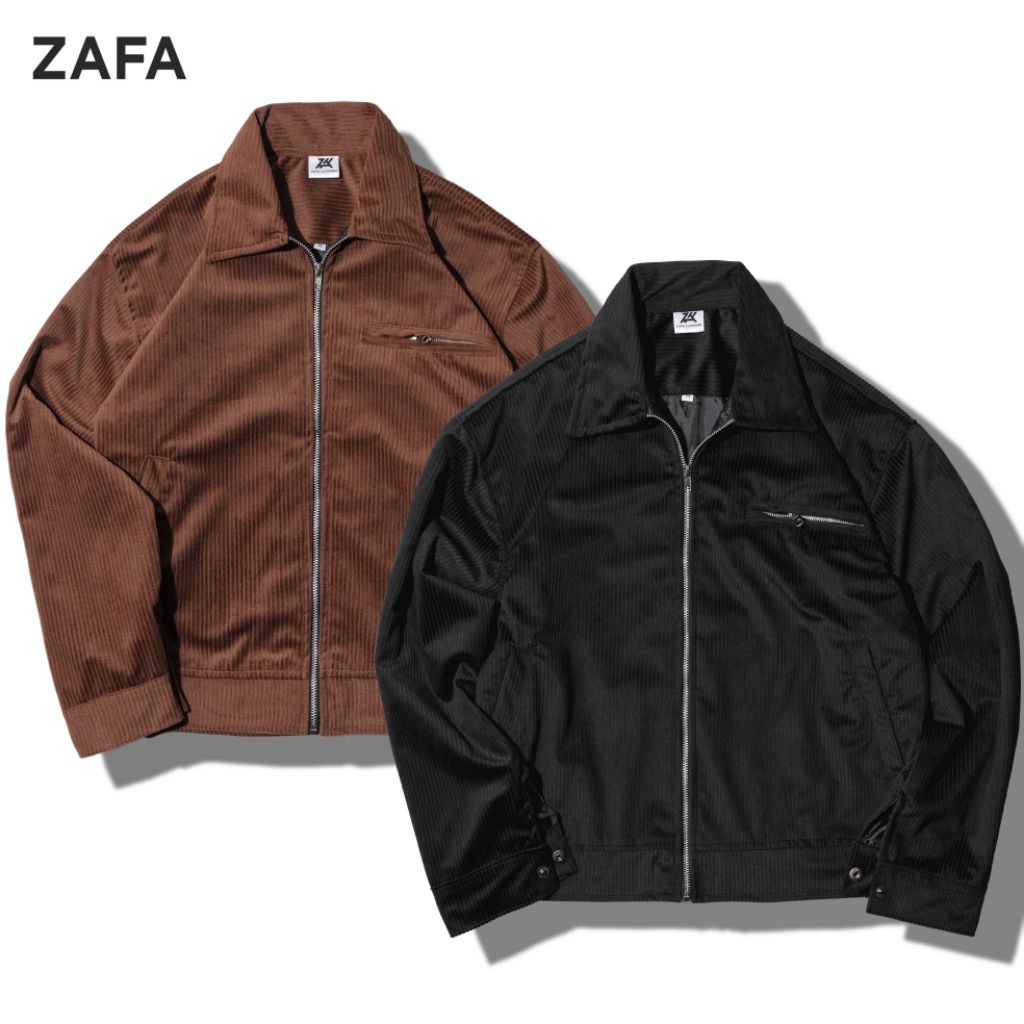 Jacket Vintage Corduroy Jacket Boxy Pria