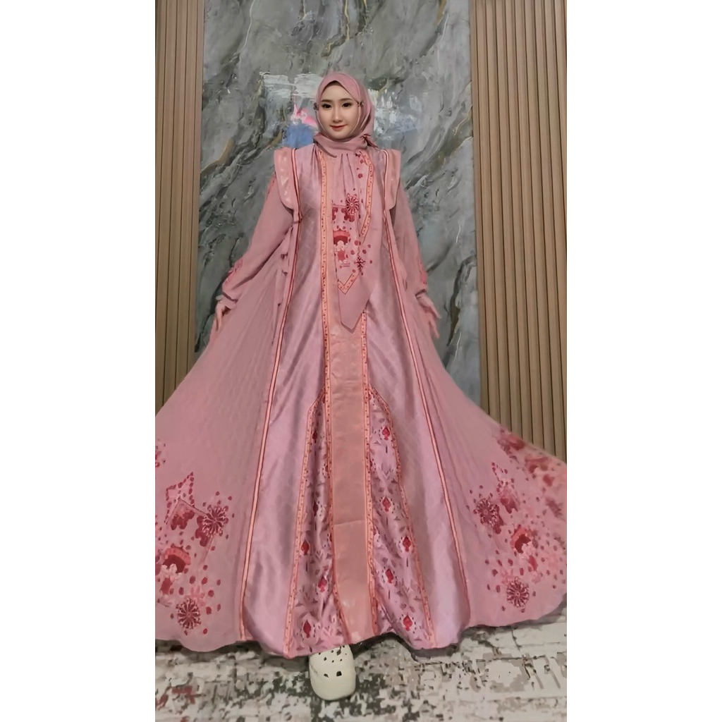 SET GAMIS SCRAF ALQIBLAT TERBARU
