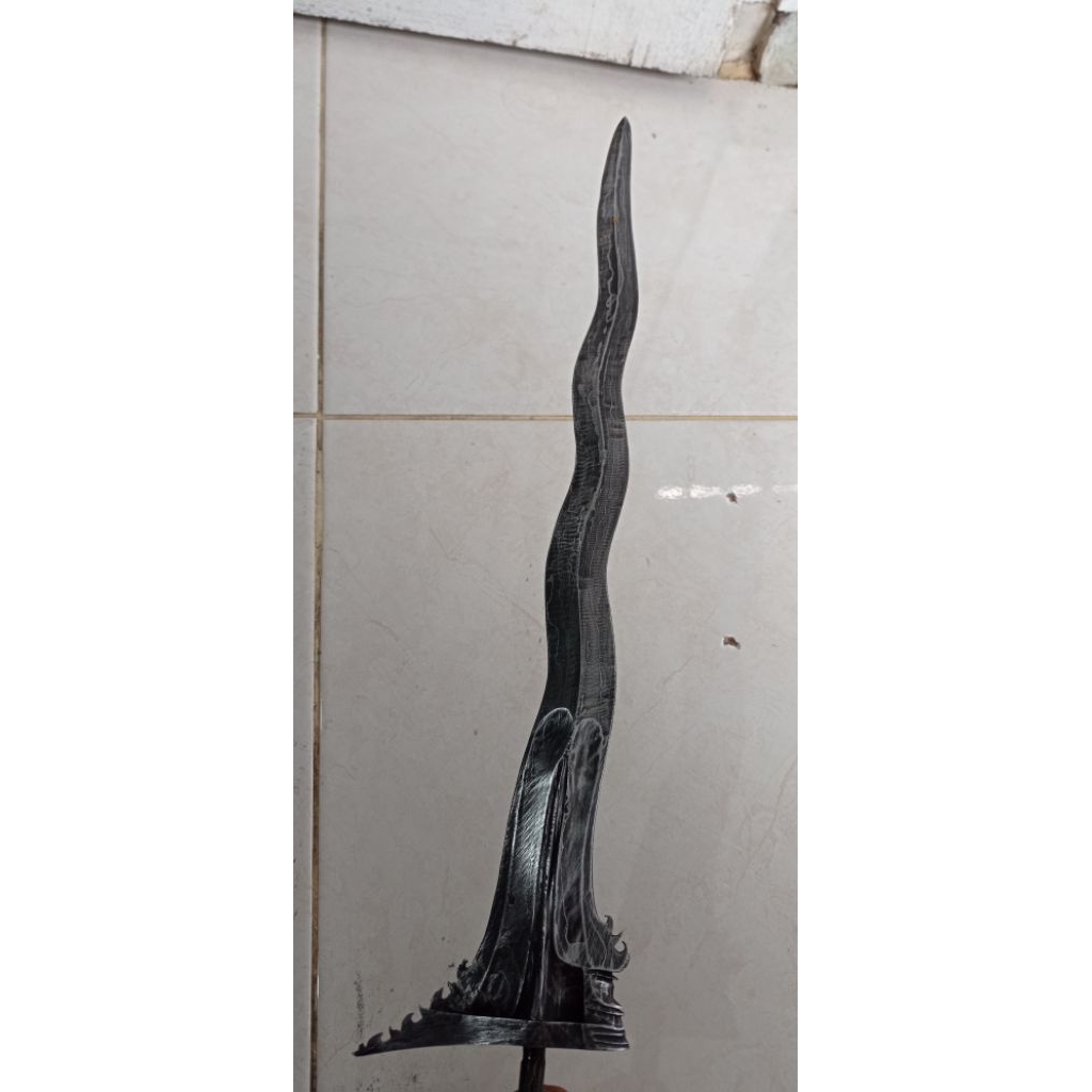 bilah keris Bali pamor kulit semangka panjang bilah 40 cm