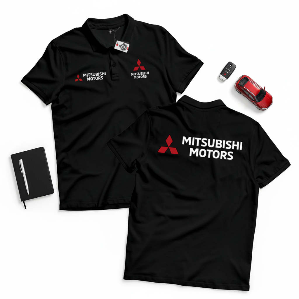 KARIMAKE Polo Shirt Kaos Kerah MITSUBISHI MOTORS Logo