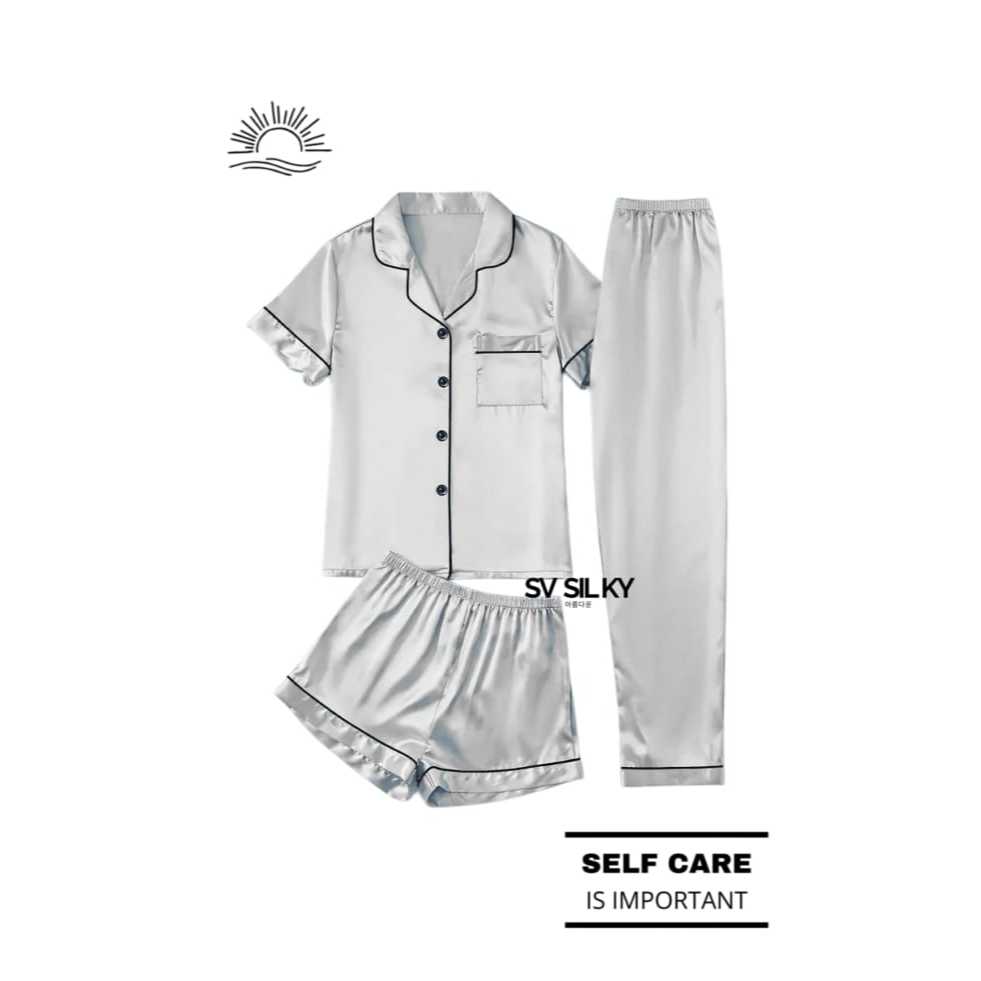 SV SILKY Set Kamari Piyama Pajamas Satin Silk Premium Pajamas Piyama satin silk Premium Baju tidur K