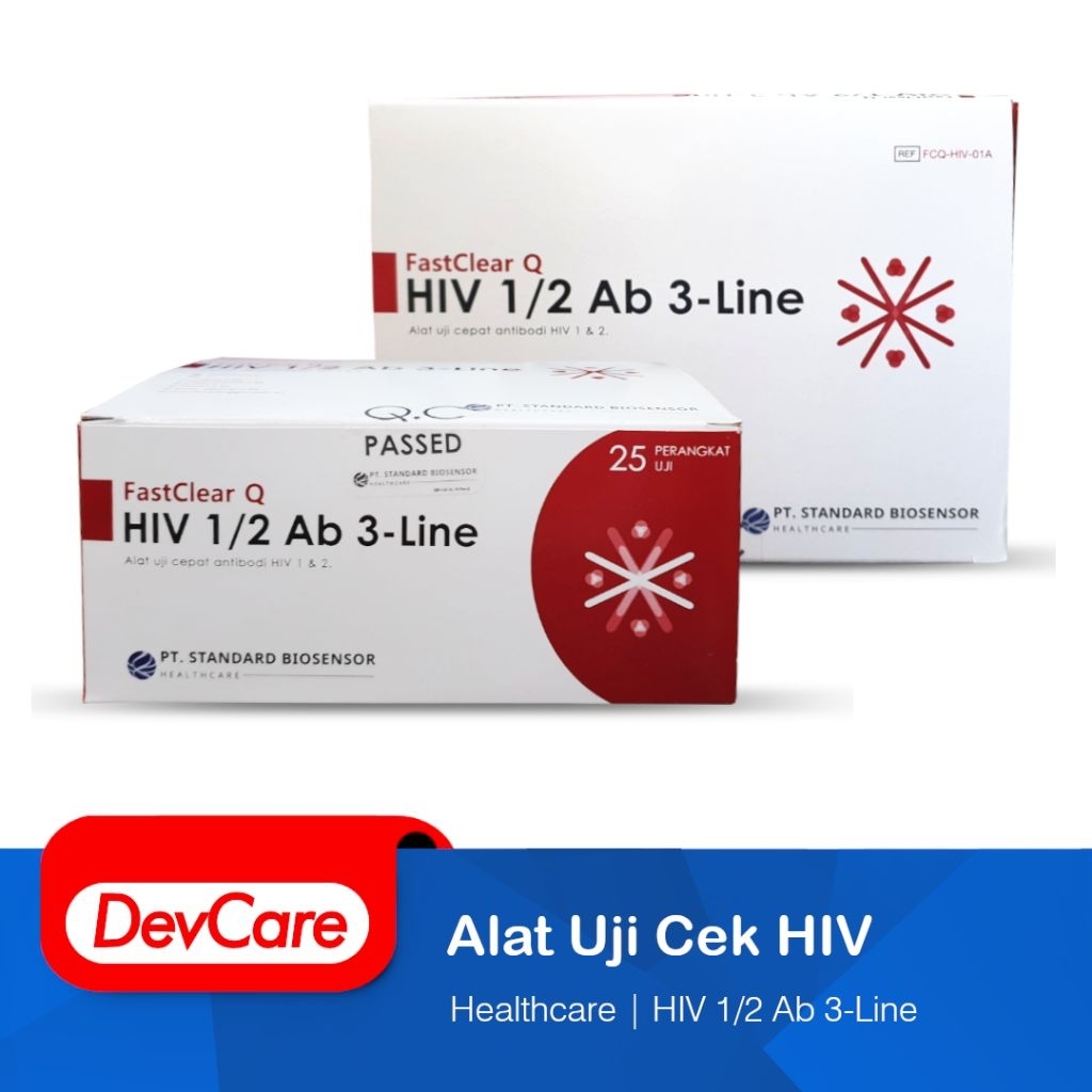 Rapid Test Alat Uji Cepat Antibodi HIV 1/2 Ab 3-Line FASTCLEAR Q Biosensor Box isi 25 Set