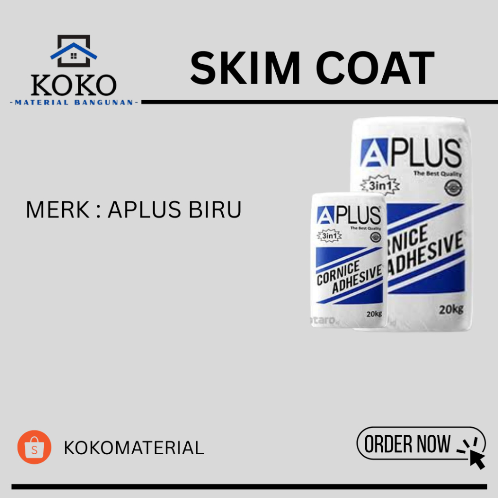 Skimcoat Aplus biru / cornice 20 kg