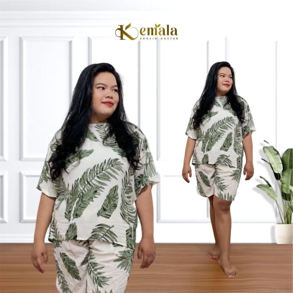 JUMBO LD 130 Setelan Celana Pendek Panjang Big Size One Set Baju Tidur Babydoll Rayon Premium Piyama