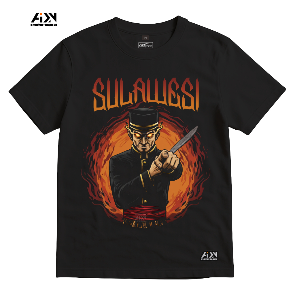 AIDN CLOTH - Baju Kaos Bugis Orang Sulawesi Badik Ewako - Baju Bugis - Baju Perantau Bugis - Premium