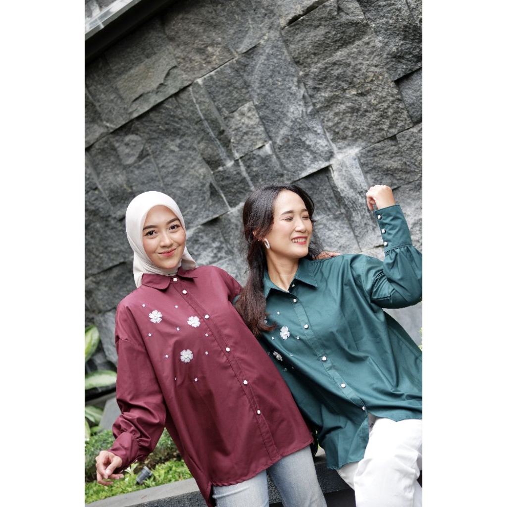 Kalula Series  || Kalula shirt || Kemeja basic lengan balon || Atasan blouse all size || Shirt beads