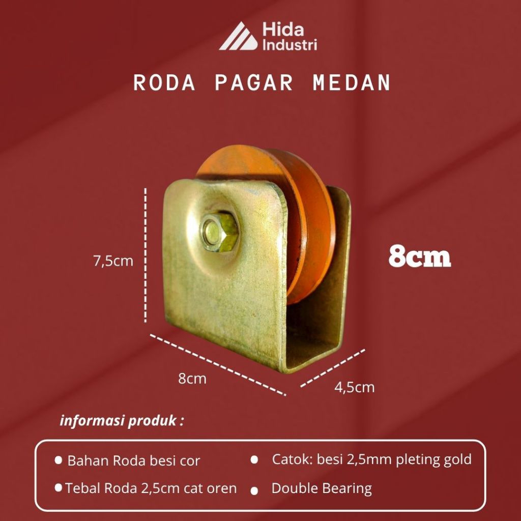 Roda Pagar Pintu Besi Cor Medan Ukuran 8cm | Roda Pagar Medan Murah Berkulitas Tinggi
