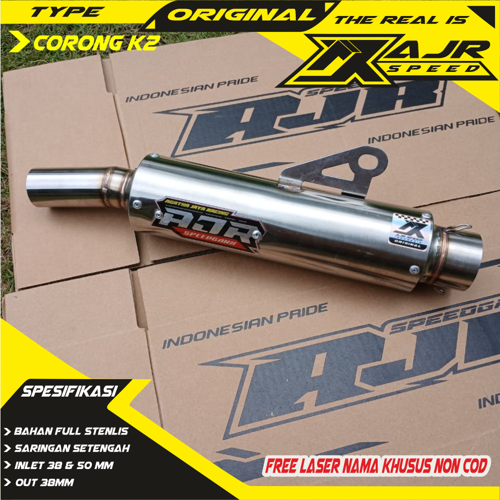 Silincer knalpot Racing Inlet 38 Original Ajr Speed Indonesia Model Kawahara Bebas Request Saringan 