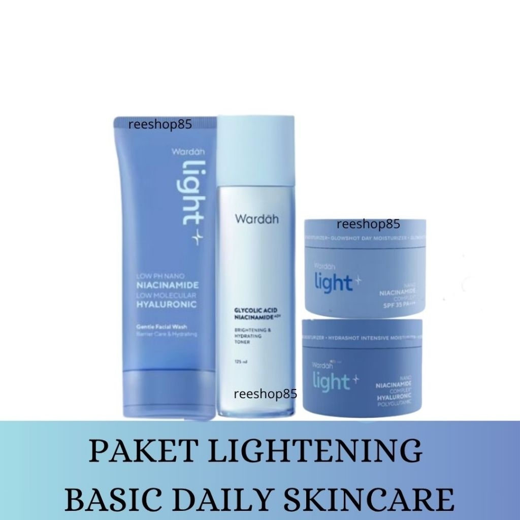 Wardah Lightening Basic Daily Skincare Isi 4 | Wardah Skincare Paket Lengkap