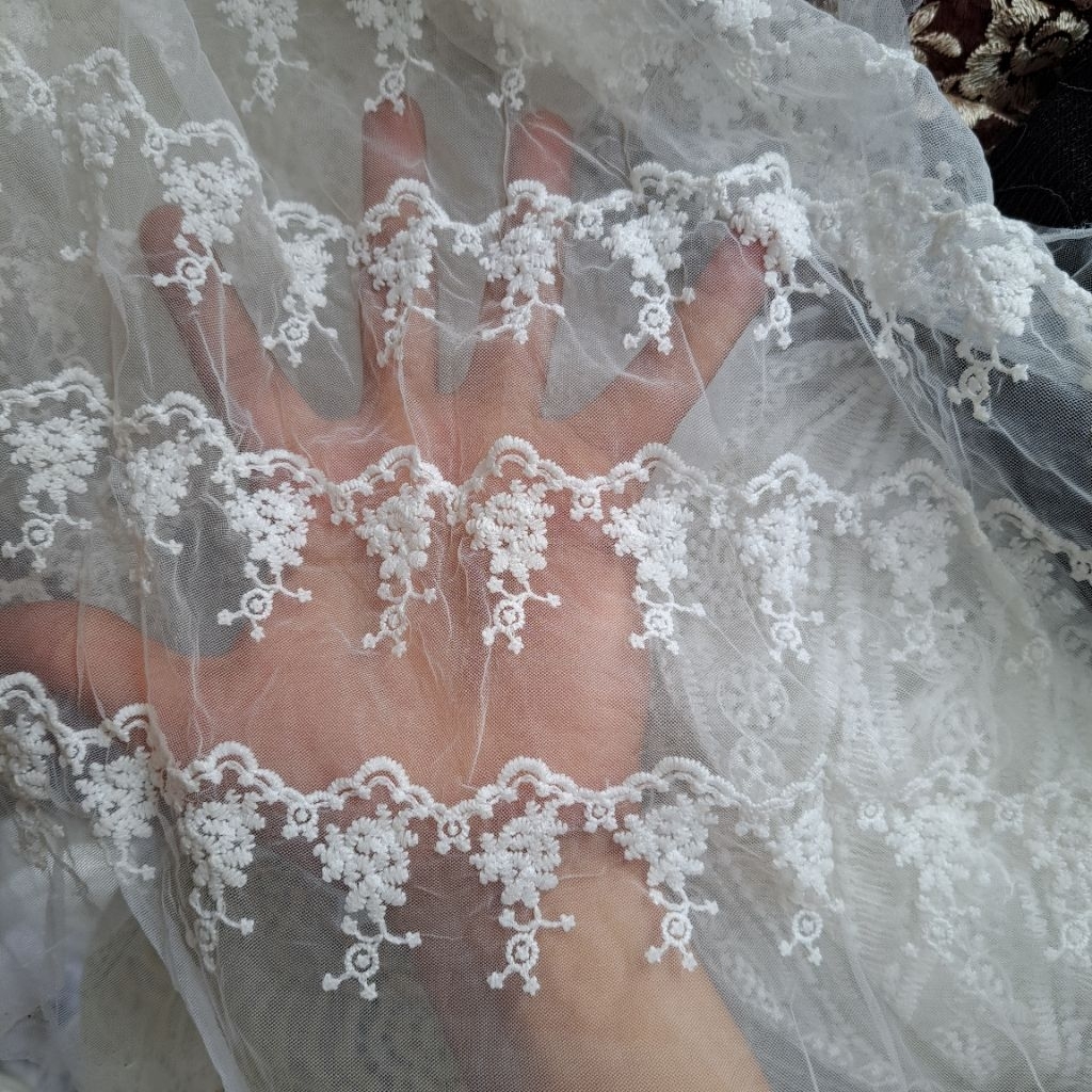 kain organza bordir - kain organza bordir premium - kain organza bordir motif harga 0.5meter