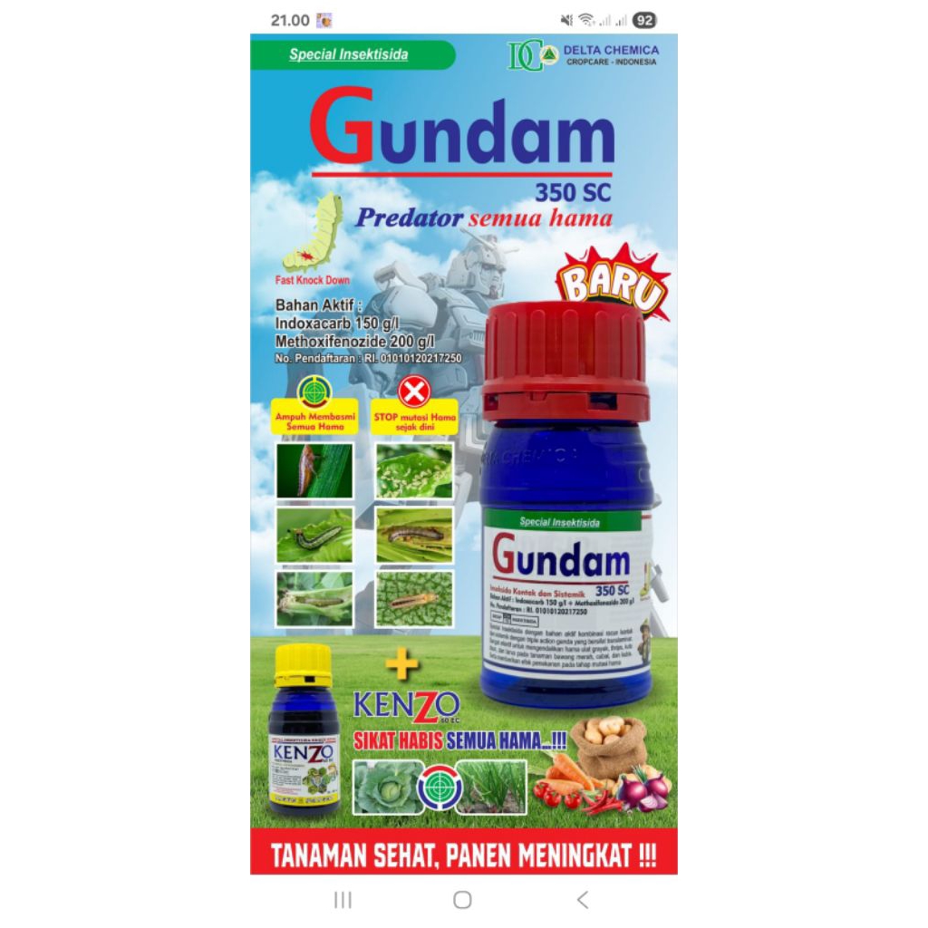 insektisida Gundam basmi tuntas hama ulat