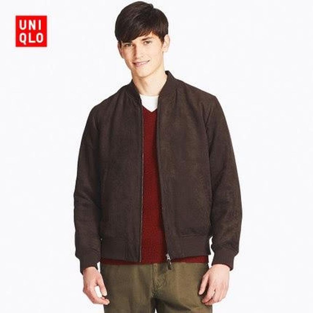 Uniqlo Faux Suede Bomber Jacket Casual Suede Velvet Double Zipper NOT Uniqlo Lightweight UV Cut Prot