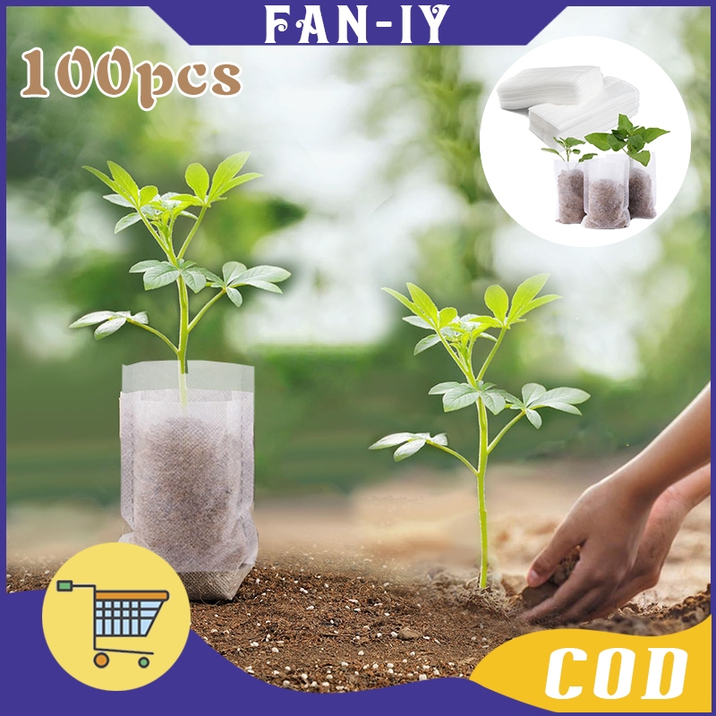 100pcs Polibek Semai Cabe Non Woven Pot Biodegradable Polybag Tanaman Polybag Semai Benih