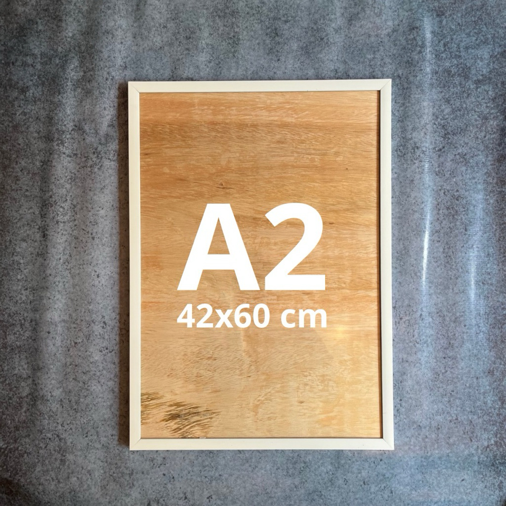 Pigura ukuran A2 (42x60cm) bingkai foto putih polos minimalis