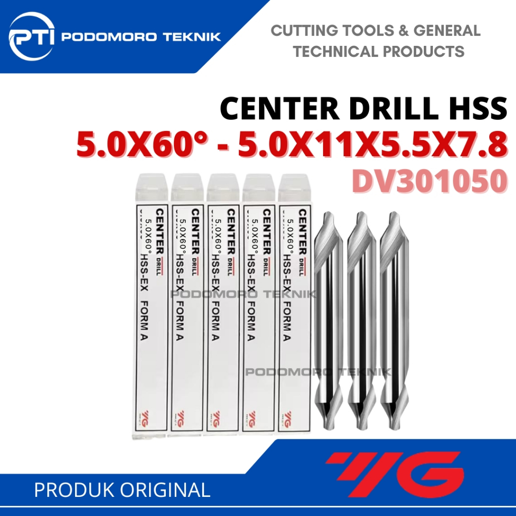 YG1 - Center Drill 5x60° DV301050 HSSCo8 Tools Champer SPOTTING Drill 5x60° DV301050 HSSCo8 Merk YG1