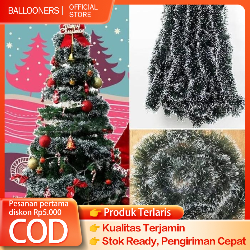 Slinger Natal Putih Salju / Selinger Natal Hijau Daun /Slinger Dekorasi Pohon Natal/ Slinger natal.
