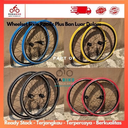 Wheelset Velg Sepeda Fixie 700c Rim ODESSY HITAM Varian Rem Doltrap Dan Terpedo Paket Ban LuarDalam