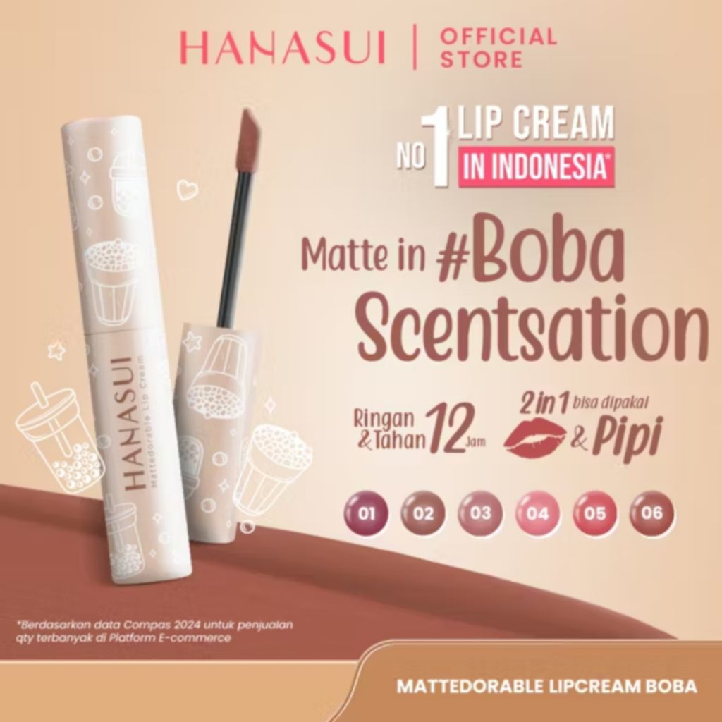 Hanasui Mattedorable Lip Cream Boba Series HANASUI lip cream boba
