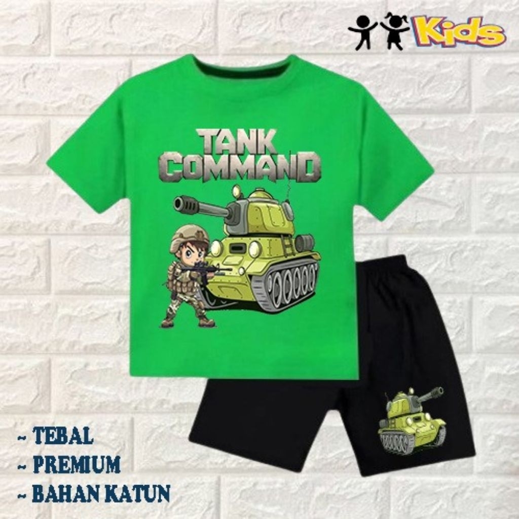 setelan baju anak laki-laki perempuan baju kaos anak laki-laki perempuan motif mobil tank tentara um