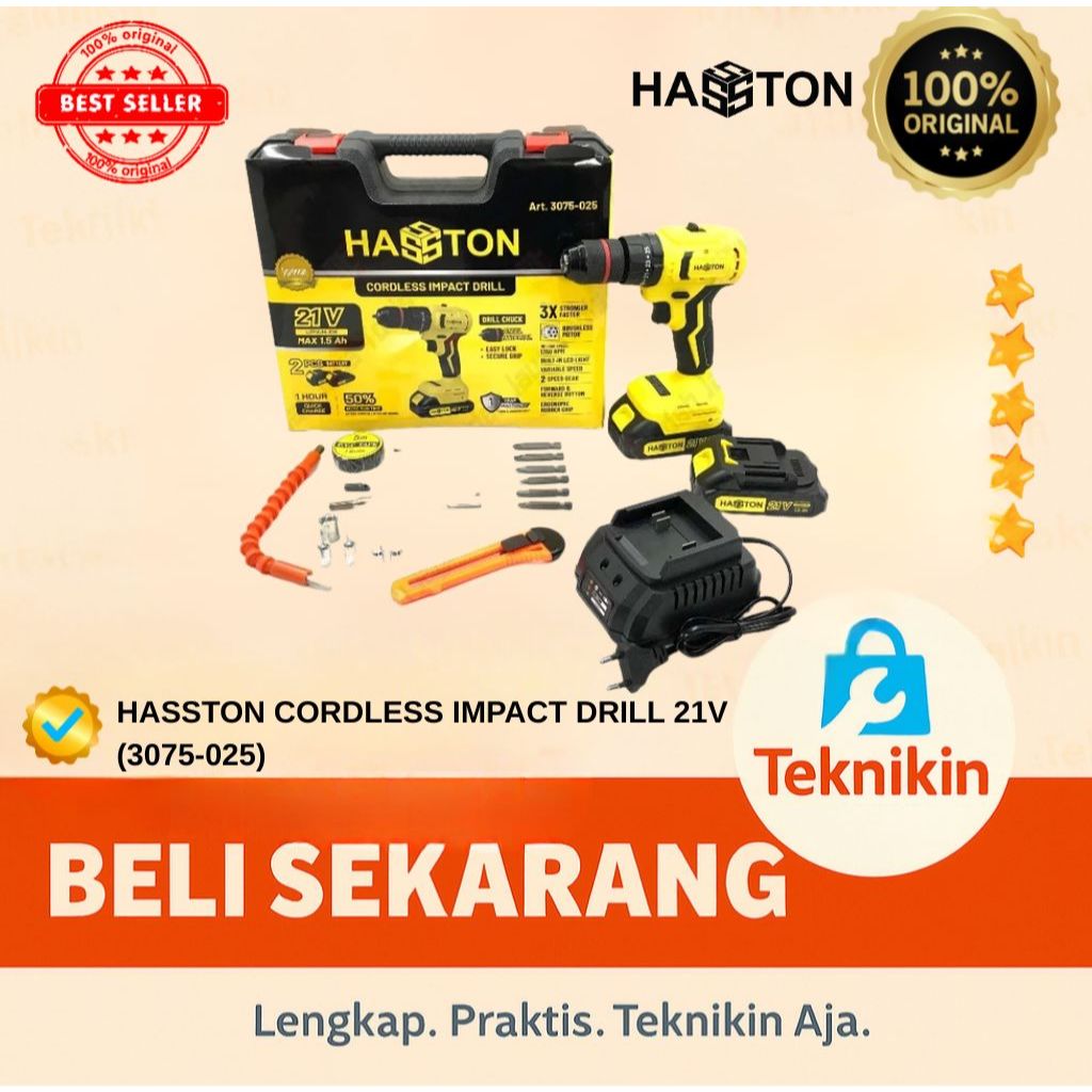 Hasston Mesin Bor Set Tanpa Kabel / Cordless Impact Drill (3075-025)