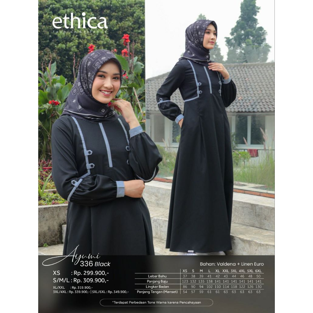 GAMIS ETHICA AYUMI 336 BLACK CREAM / GAMIS ETHICA AYUMI / GAMIS ETHICA / GAMIS CANTIK / GAMIS REMAJA
