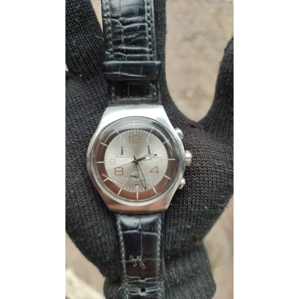 Swatch Big Crono ORIGINAL SWATCH IRONY CHRONOGRAPH QUARTZ SILVER DIAL AG-2008 SWISS FULL WORKING