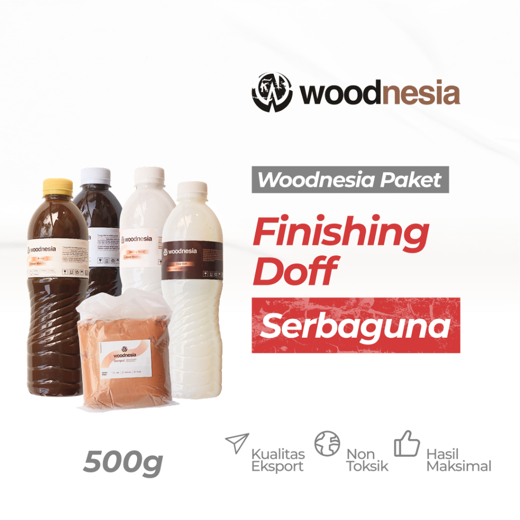 Woodnesia Paket Finishing Doff Serbaguna 500gr | Basic All-in-One Doff | Politur, Poles, Sealer & Cl