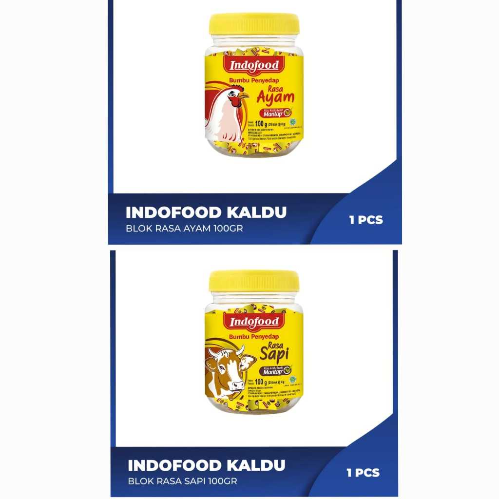 Indofood Kaldu Blok Rasa Sapi, Kaldu Blok Rasa Ayam 100 gr
