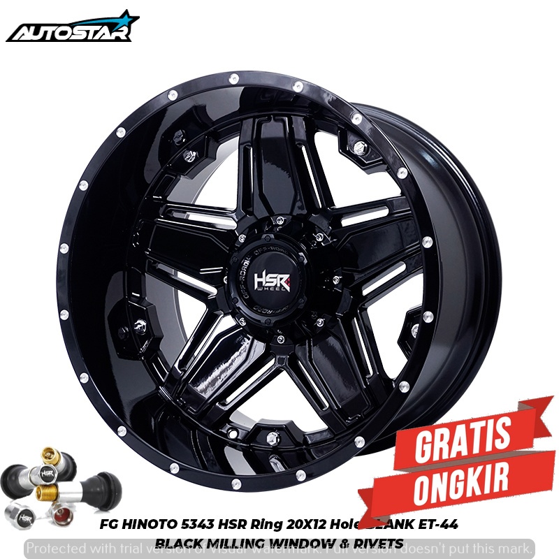 VELG MOBIL NAVARA JIMNY HUMMER H3 JEEP RUBICON JEEP WRANGLER HSR HINOTO R20 BLACK LEBAR 12INCH ET -4