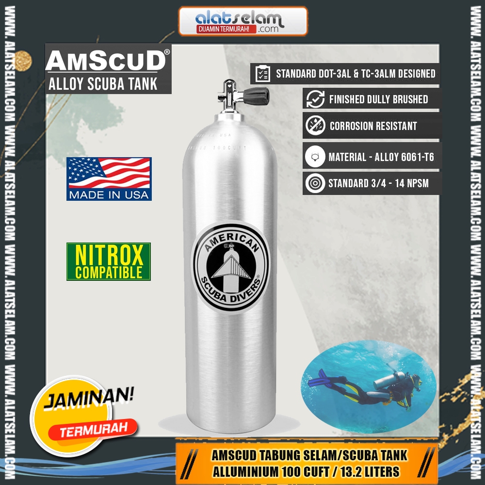 TABUNG SCUBA DIVING 100 CUFT / TABUNG AMSCUD TANK SCUBA 100 CUFT 11.1 LITER / Tabung Diving 100cuft 