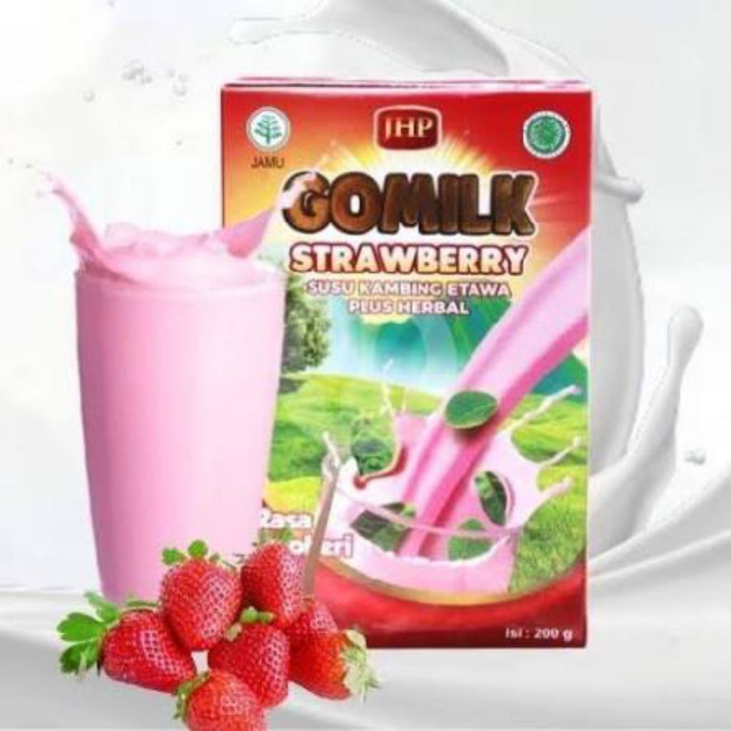 Susu Go Milk kambing etawa plus herbal Rasa Strowbery
