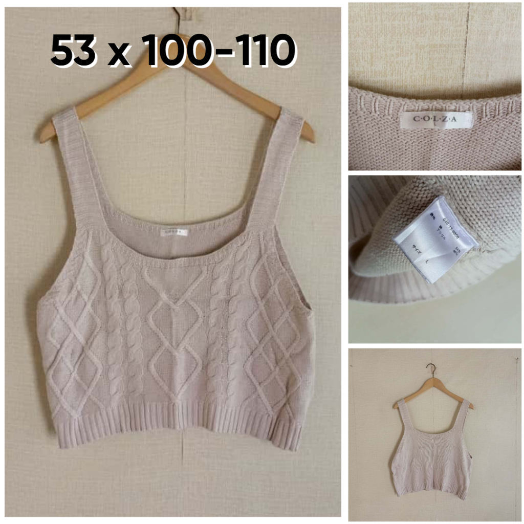 Atasan Kepang Colza Coklat Outer Vest Knit Wanita OB490