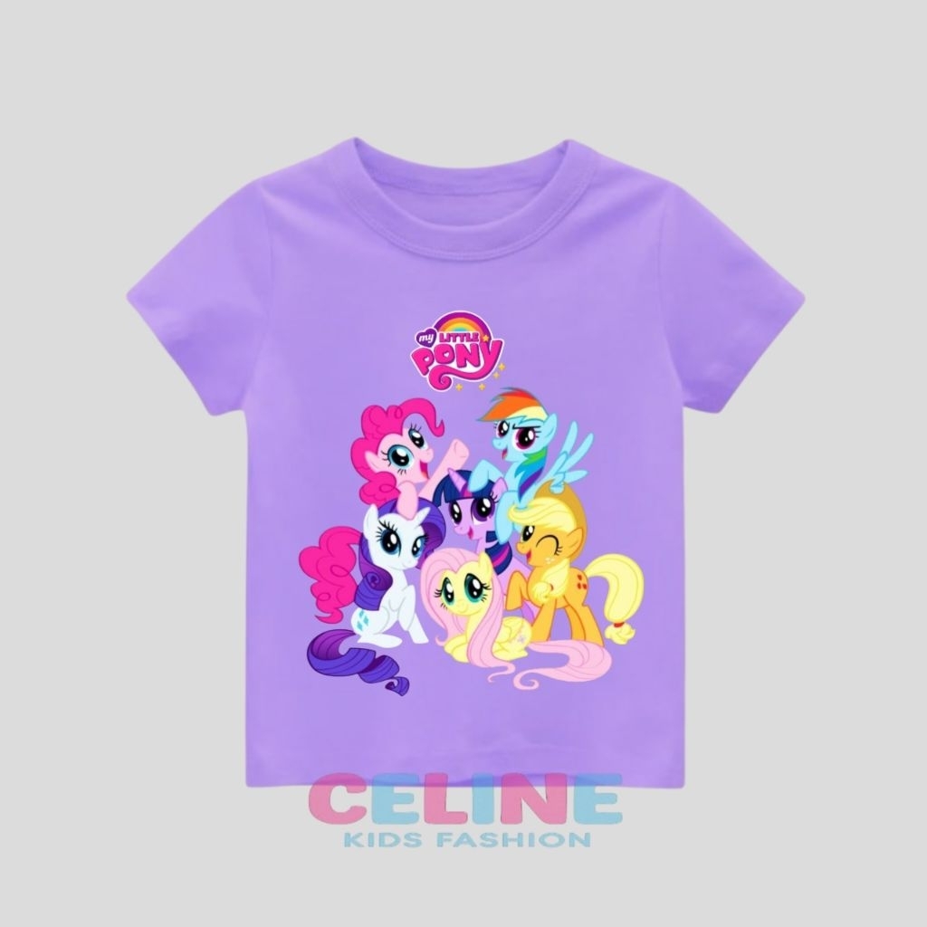 Baju gambar kuda poni kaos anak perempuan lengan pendek KUDA PONY / 6 PONY