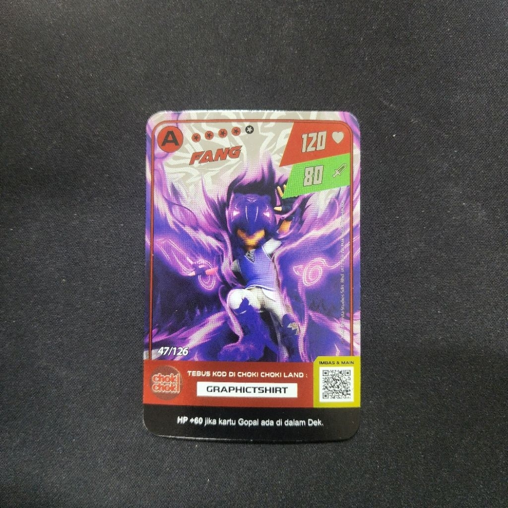 Kartu Rare Boboiboy Choki Choki Silver Card - Fang (A Rank Card) (Monsta Galaxy Card x Choki Choki)