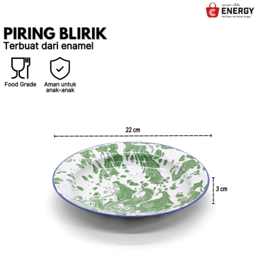 Piring Seng Besi Lurik Blurik Blirik Enamel Jadul 20 22 Cm