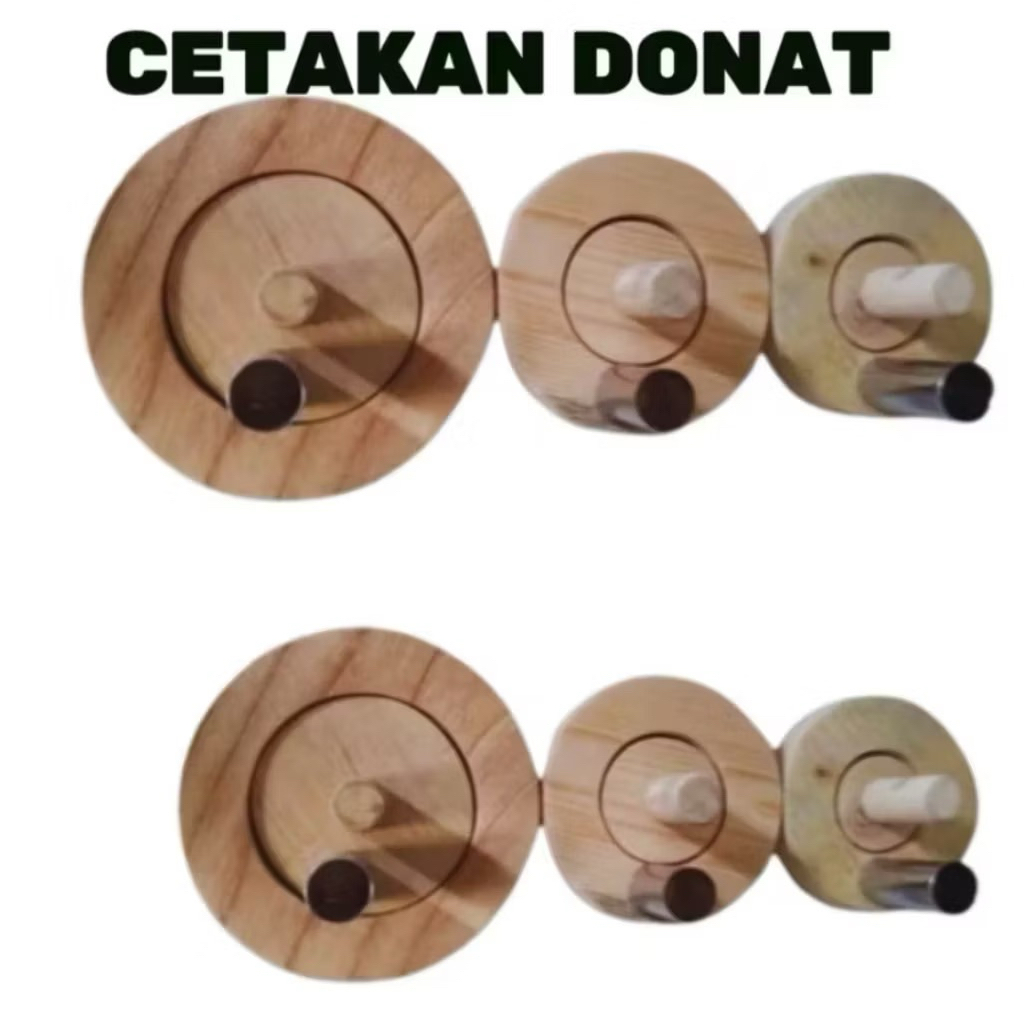 1 set cetakan donat kayu / cetakan donat