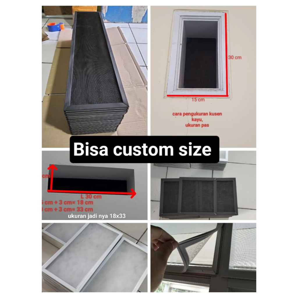 kawat nyamuk/ kasa fiber glas untuk ventilasi dan jendela bisa custom size
