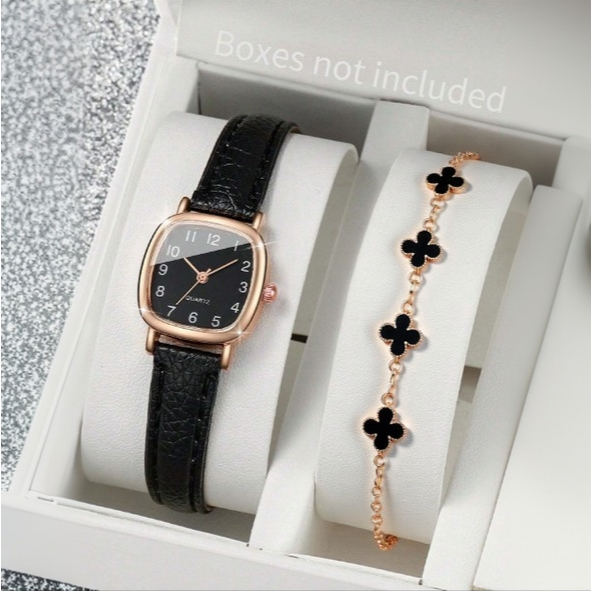 Set Jam Tangan Wanita Fashion Korea + Gelang Aksesoris Kekinian