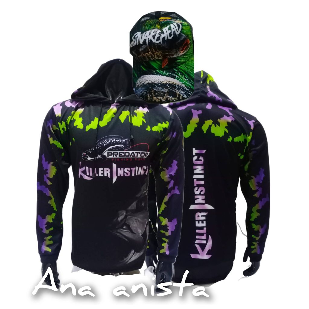 Baju jersey mancing berikut topi TOMAN