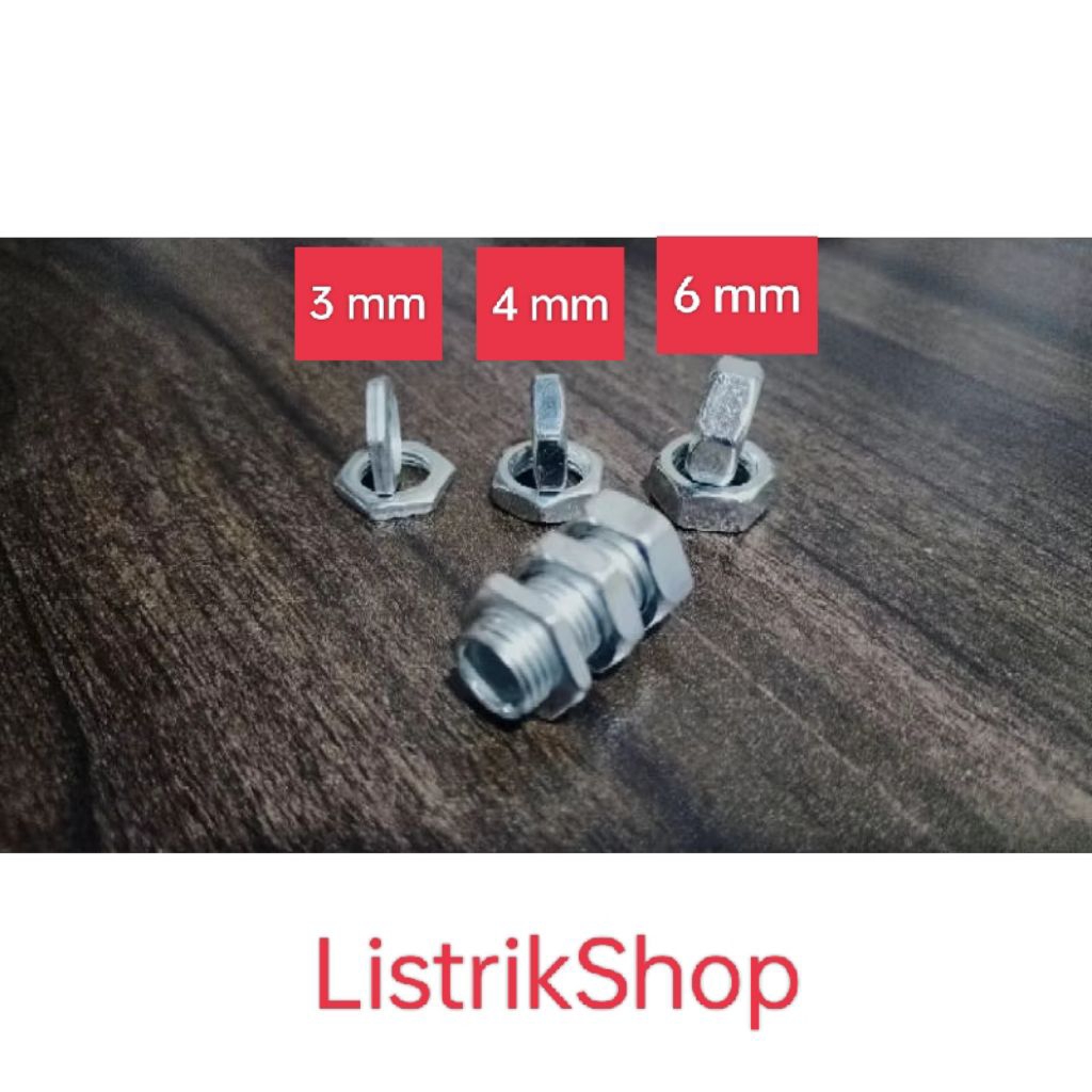 Mur Hex Segi enam Drat 10 mm drat halus pitch 1 untuk Aksesoris Lampu Gantung