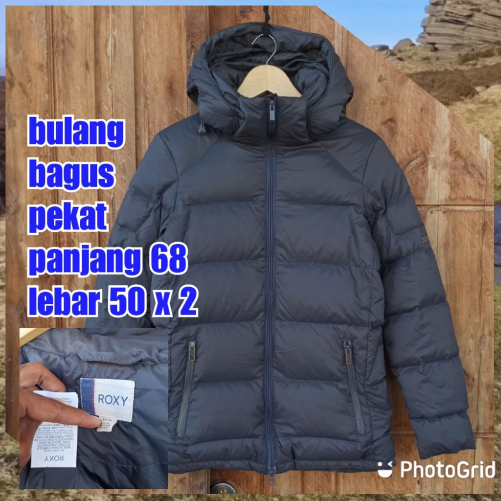 jaket gunung outdoor puffer gelembung winter salju bulang bulu angsa roxy