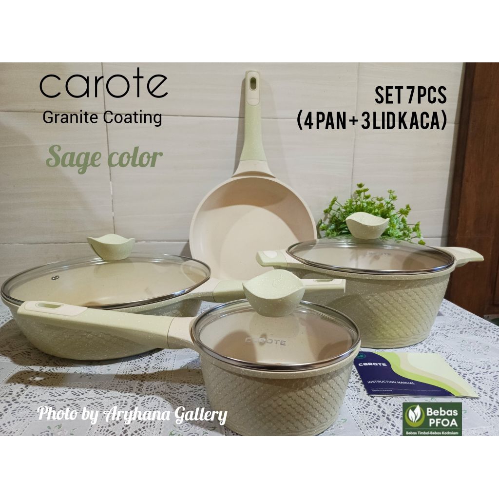Original CAROTE Terra SAGE (Motif Sisik Ikan) 7 pcs set Granite Coating