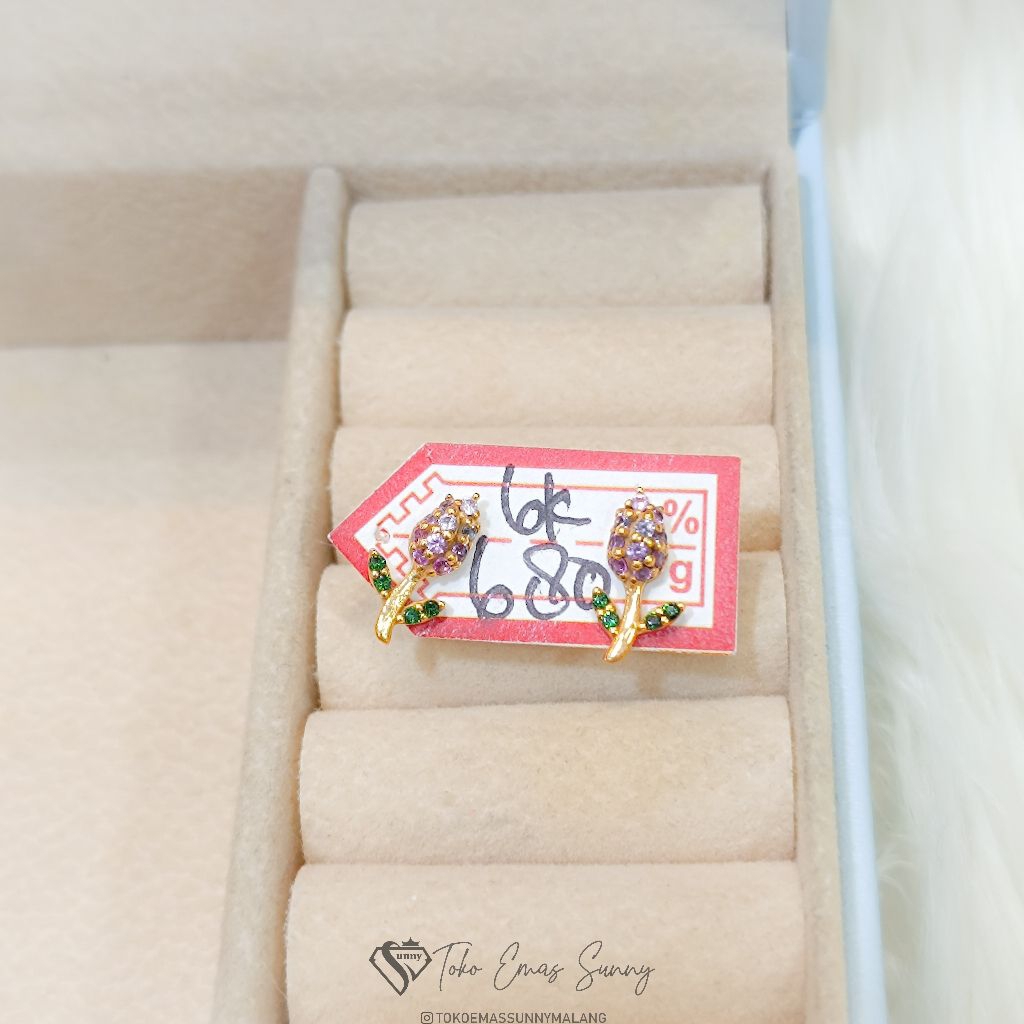 Giwang/anting permata emas asli 300%