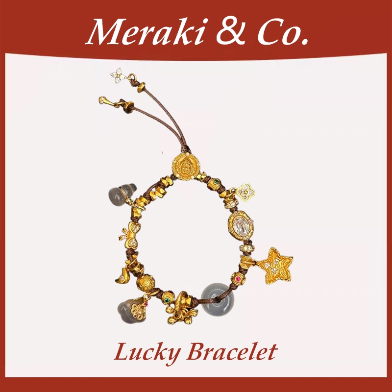 Meraki & Co. | Gelang Tangan Wanita Chinese Style - Liontin Kalung Batu Giok Transparan dengan Desai