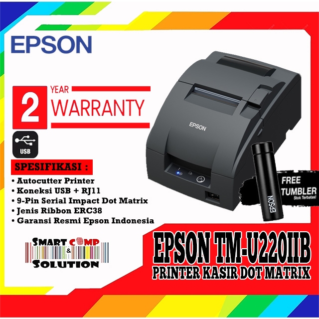 Printer Kasir Dotmatrix Epson TMU-220B / TMU 220B / TM-U220 / TMU220IIB Autocutter USB Port