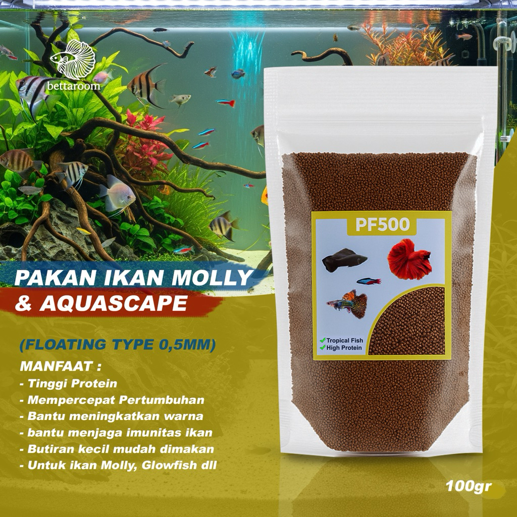 pelet pakan ikan hias pf500 pelet ikan Molly cupang Guppy nila